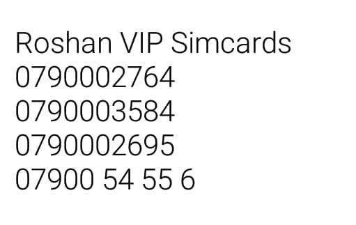 Roshan VIP Simcards