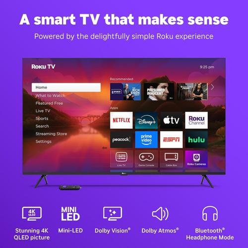 Roku 75 inch Class Plus Series 75R6C7 60Hz 4K QLED Mini-LED