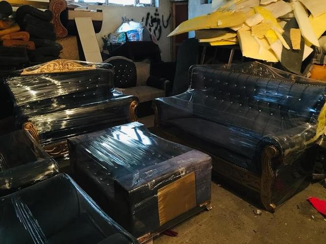 سیت کوچ‌مستعمل کلاسیک هفت نفره کیفیت خوب به رنگ لاجوردی