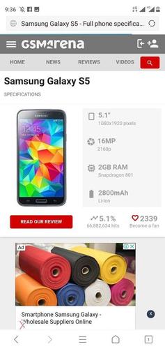 (0749253399) samsung galaxy s5 16gb storage 2gb ram 1sim int