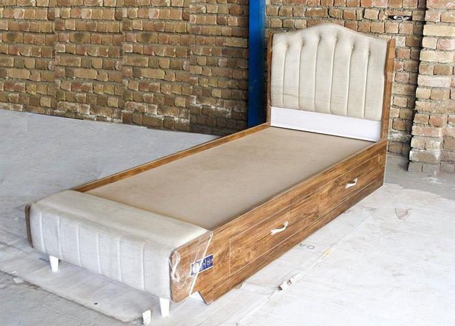 تخت خواب یک نفره روک دار (چوبی فلزی)