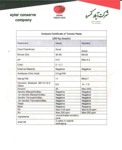 رب گوجه فرنگی صادرتی