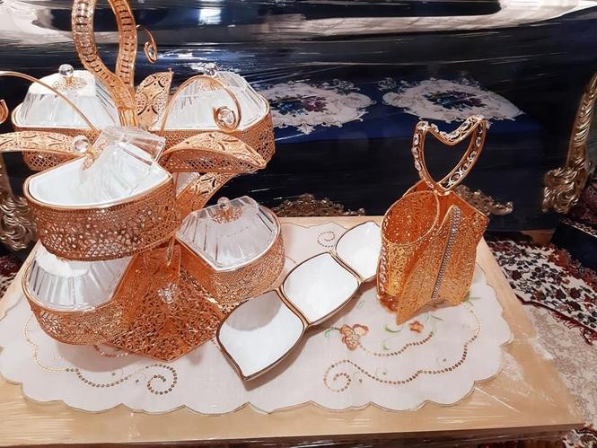 فروش سه دانه اجیل خوری رنگ طلایی پایه دار یک دانه جاه قاشقی