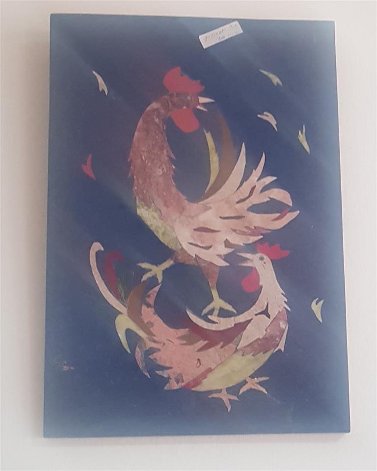 تابلوی-سنگی-دو-مرغ-جنگی
