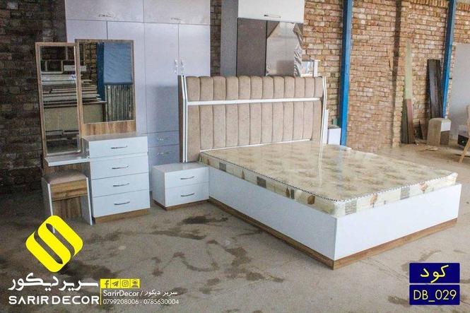 تخت خواب دو نفره جک دار (چوبی فلزی)