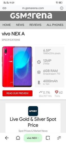 Vivo nex a 2sim 128gb 6gb full screen