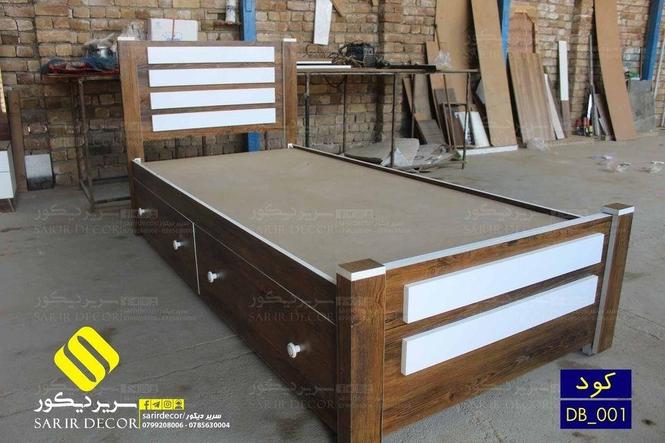 تخت خواب یک نفره روک دار (چوبی فلزی)